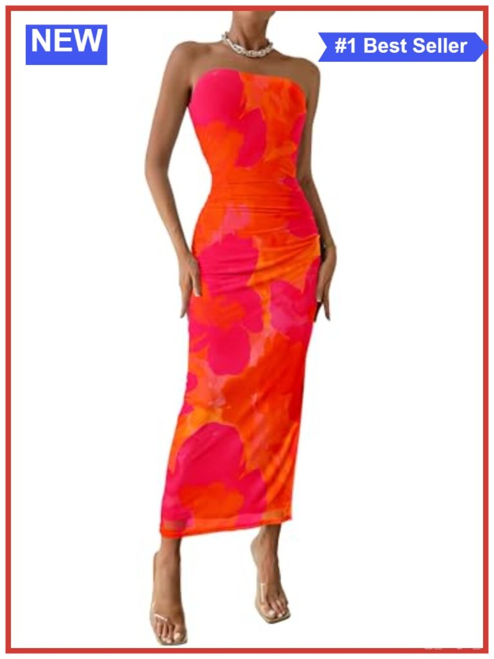 Strapless Floral Maxi Dress Bodycon Ruched Party